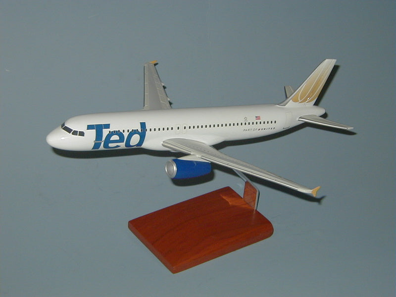 TED Airlines Airbus mahogany wood model
