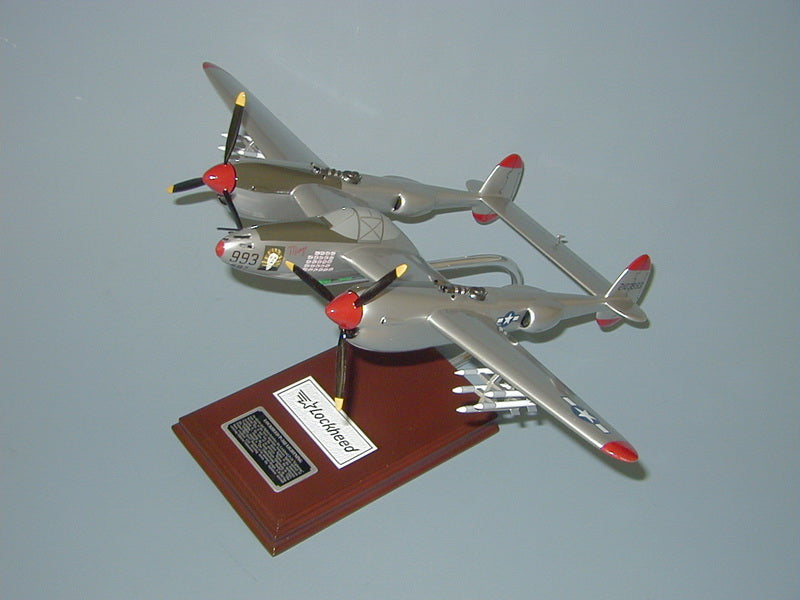 Bong P-38 Lightning mahogany wood airplane model