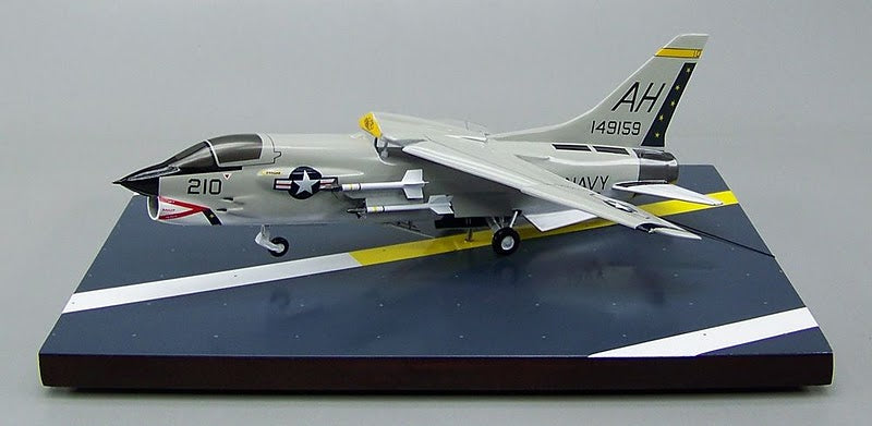 F-8 airplane model on aircraft carrier