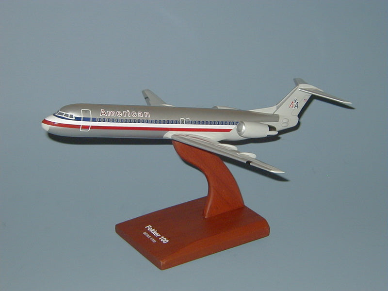 American Airlines Fokker 100 mahogany wood airplane model