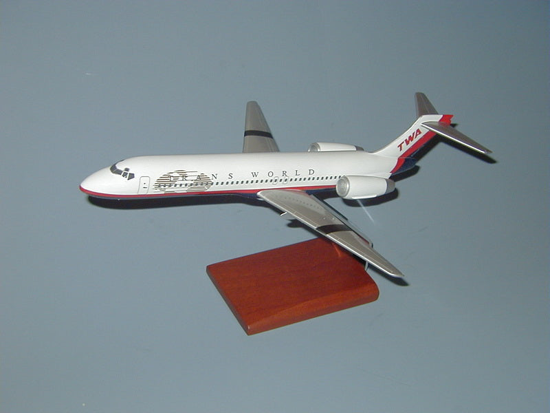 TWA Airlines Boeing 717 airplane model mahogany